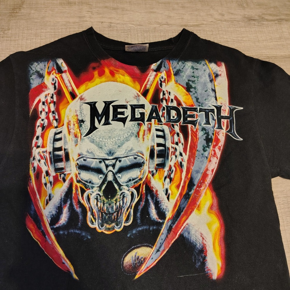 Megadeth Vic Rattlehead Graphic Band Tee Mens Small Black Thrash Metal Shirt y2k